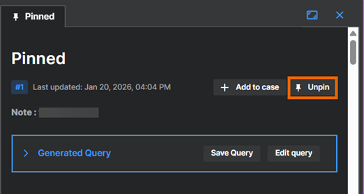 Pagina “Bloccati in alto” che mostra il link Rimuovi dagli elementi bloccati in alto.