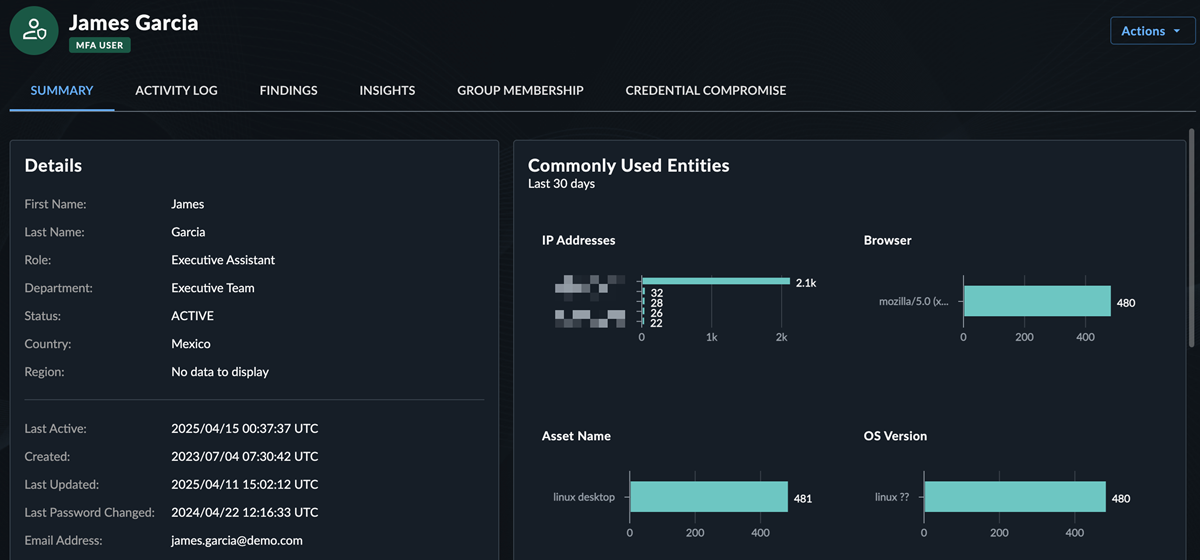 Scheda Riepilogo dei Dettagli di identità.