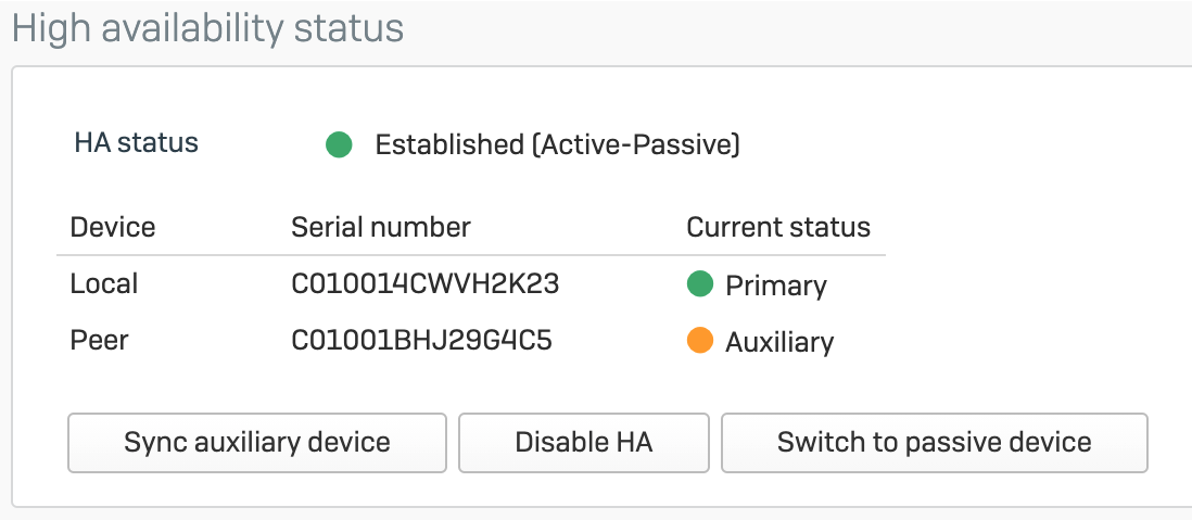 Una coppia di disponibilità elevata in Sophos Firewall