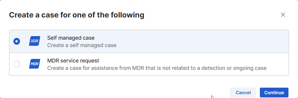 ケースの種類のセレクタ。