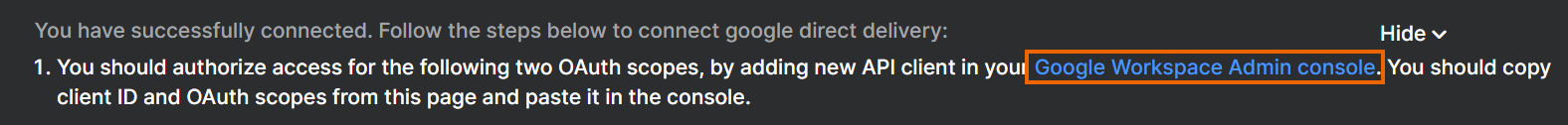"Google Workspace 관리 콘솔" 링크.