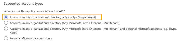 Tipos de conta suportados.