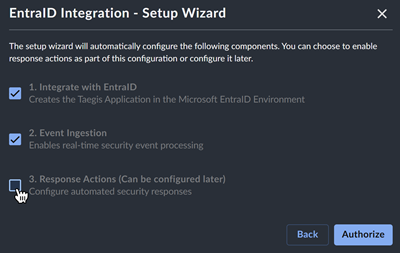 Escolha para habilitar ações de resposta.