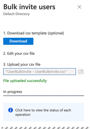 Captura de tela do carregamento de convites em massa .