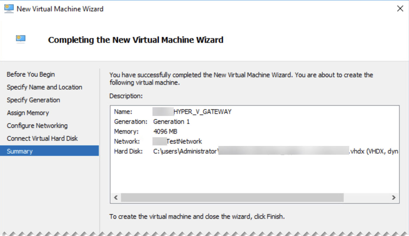 Completing the New VM page.