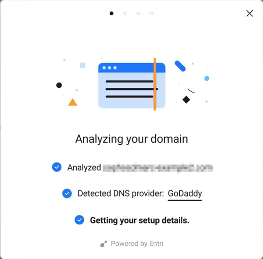 O Entri analisando o seu domínio.