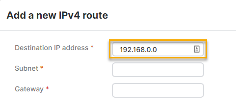 Inserir endereço IP de destino.