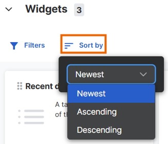 Filtro “Ordina per” dei widget.