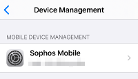 Der Eintrag „Geräteverwaltung“ für Sophos Mobile.