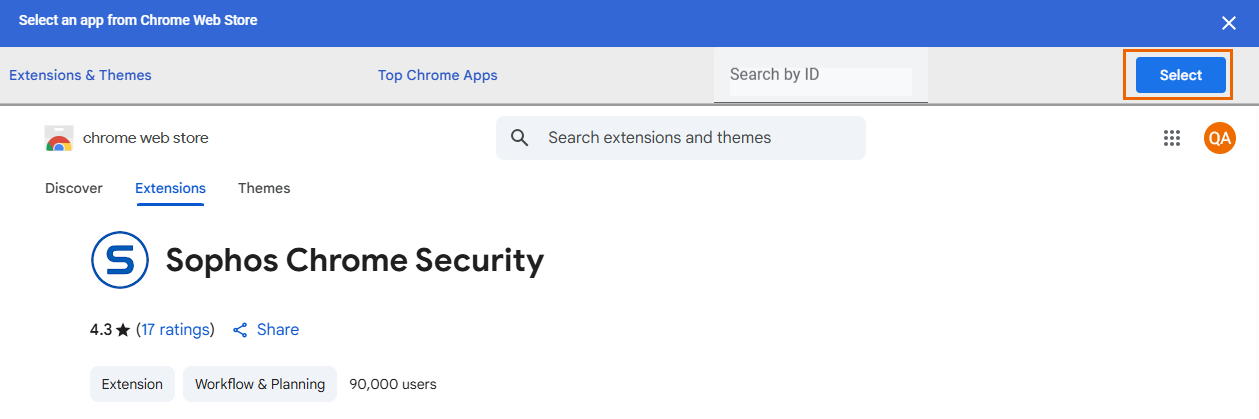 Die Schaltfläche „Auswählen“.