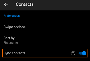 Die Einstellung „Kontakte synchronisieren“.
