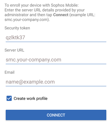 The page to enter the enrollment information.