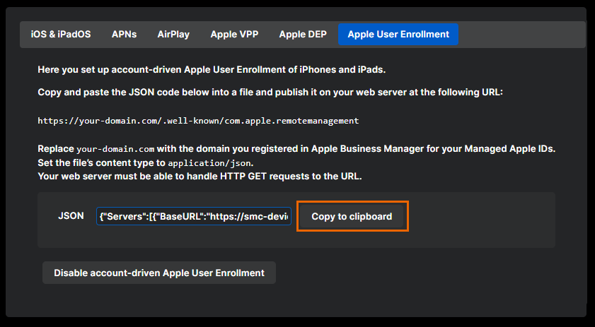 The Copy to clipboard button.