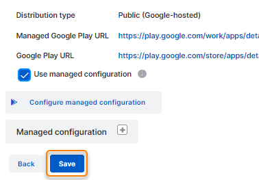 The **Save** button on the **Edit approved app** page.