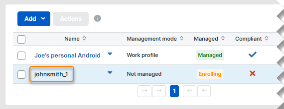 The device on the "Devices" page.