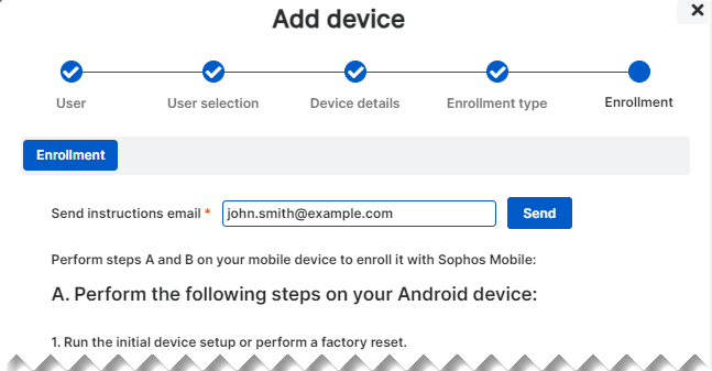 The "Enrollment" step of the assistant.