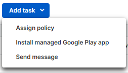 The expanded "Add task" menu showing a list of available tasks.