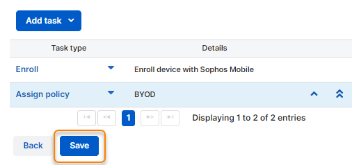 The "Save" button on the "Edit task bundle" page.