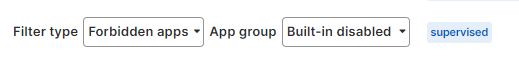Campos "Tipo de filtro" y "Grupo de apps" configurados.