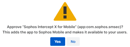 Cuadro de diálogo de confirmación para aprobar la app.