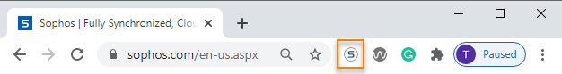 Sophos Chrome Security en la barra de extensión de Chrome.