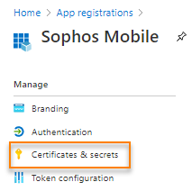 L’entrée du menu Certificats et clés secrètes.