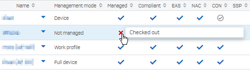 设备列表中的管理状态。