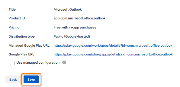 **编辑批准的应用**页面上的**保存**按钮。