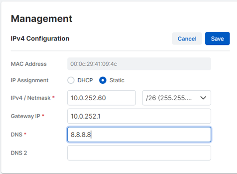 DHCP configuration.