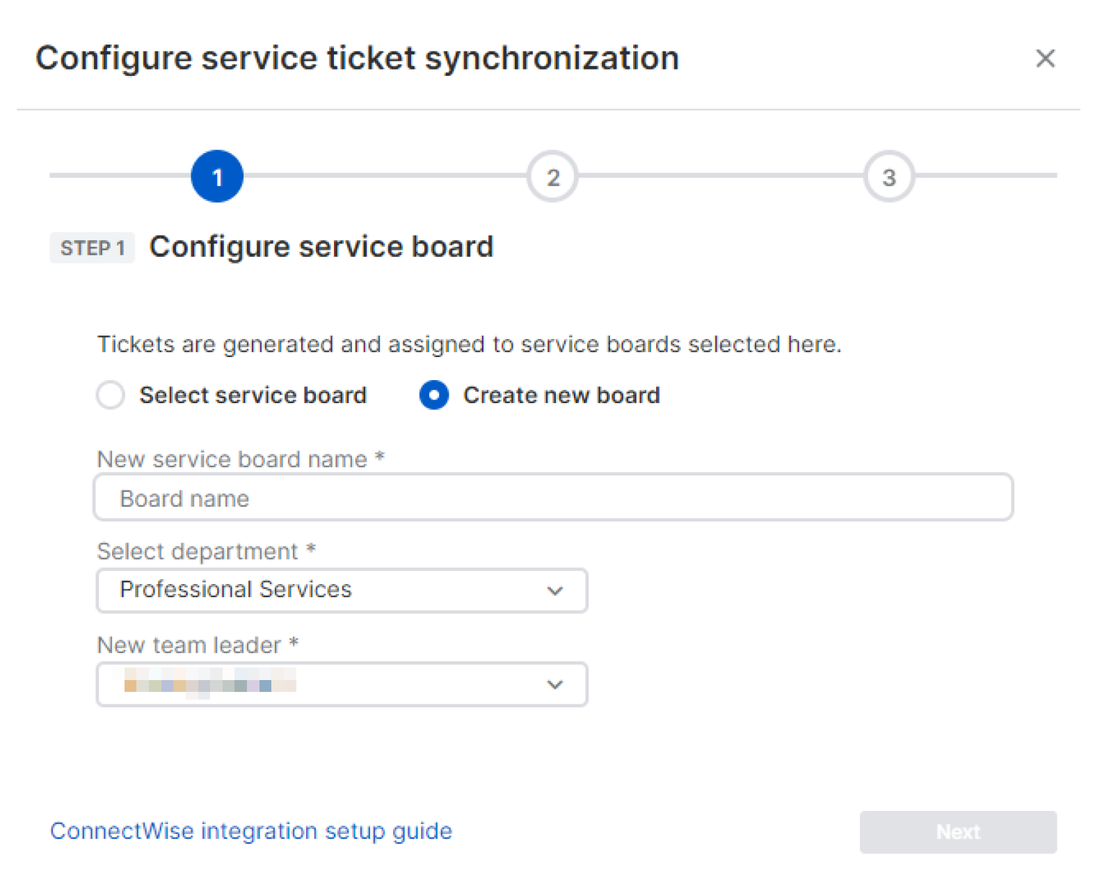 New ConnectWise service board