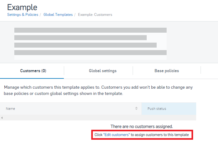Screenshot shows how to assign customers to templates