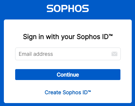 Sophos Sign in screen