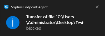 Mensagem de notificação de Transferência bloqueada.