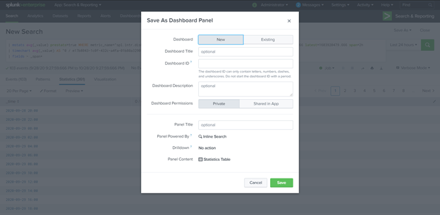 Add the search results directly to the Dashboard.