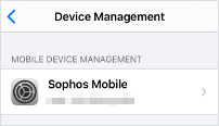 Der Geräteverwaltungseintrag für Sophos Mobile