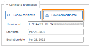 The Download certificate button