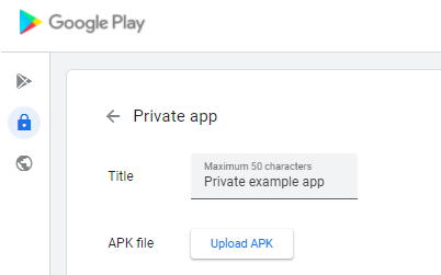 Impostazioni di esempio per un'app privata.
