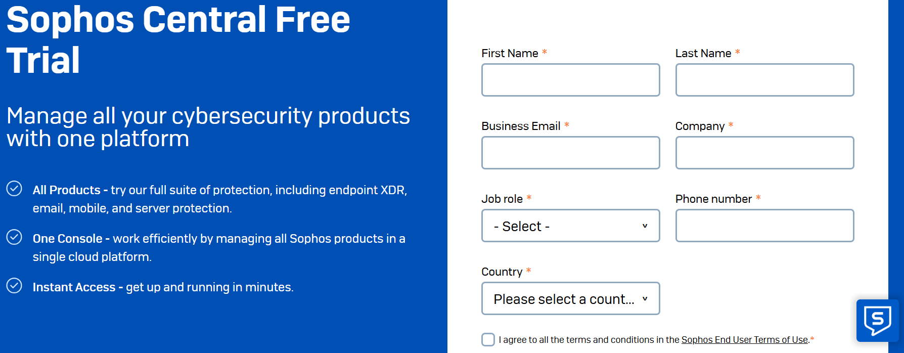 Free trial sign-up page.