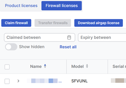 Download airgap license button.