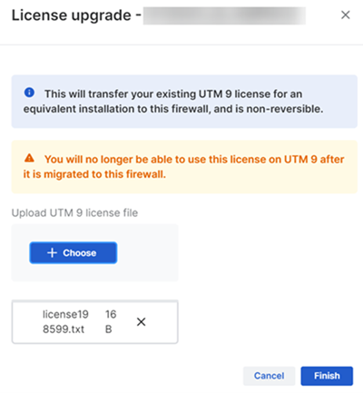 Upload UTM license file window.