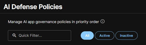 AI Defense policies filter.