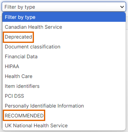 Deprecated and recommended CCLs.