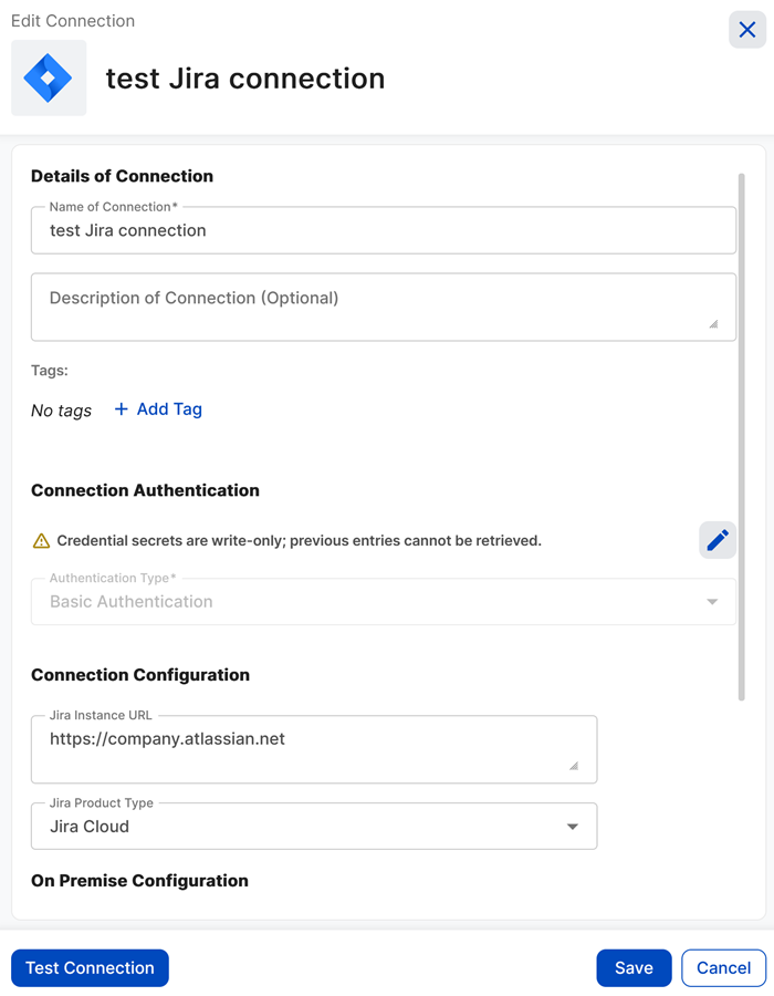 Edit a configured connection.