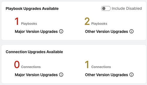 Playbook and Connection Upgrades Available widgets.