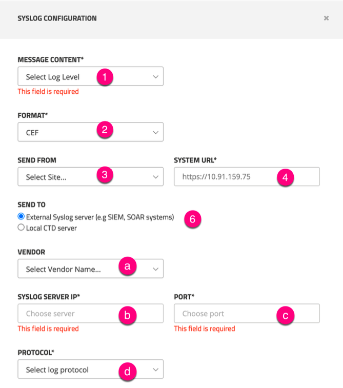 Claroty CTD syslog configuration.
