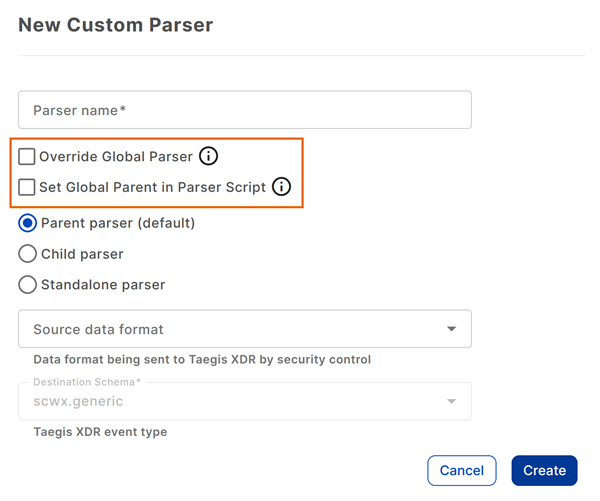 Override or extend a global parser.