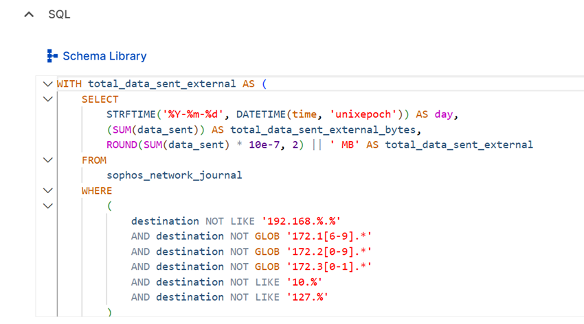 SQL section.