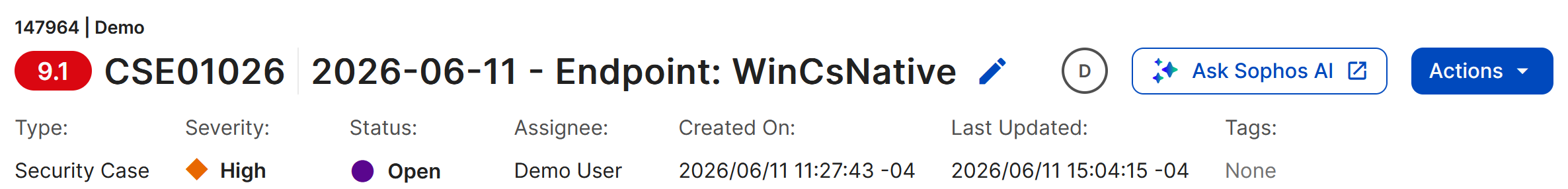 Cases details header.