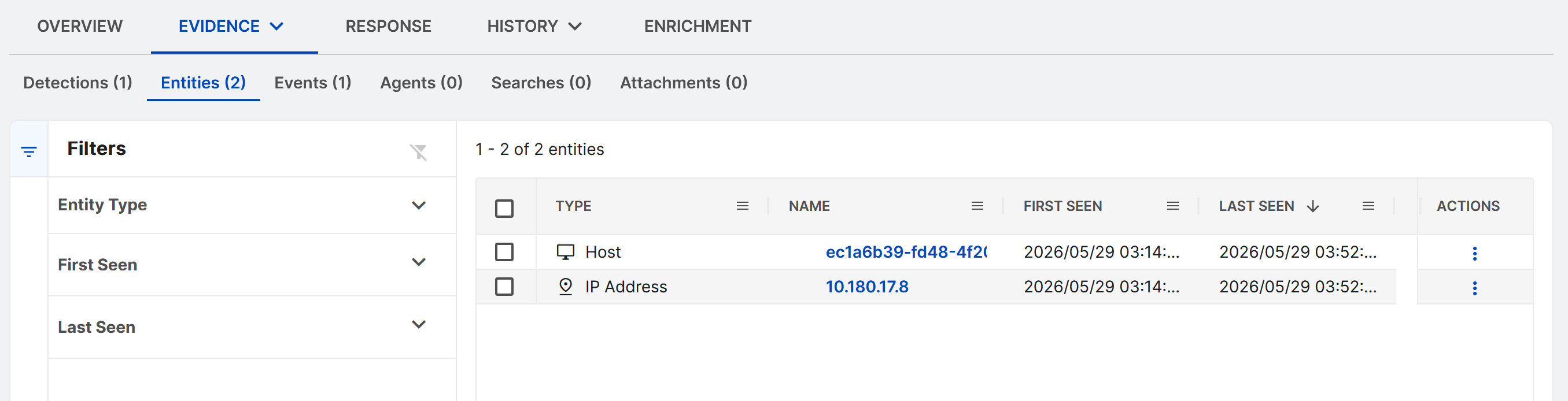 Case Evidence tab.