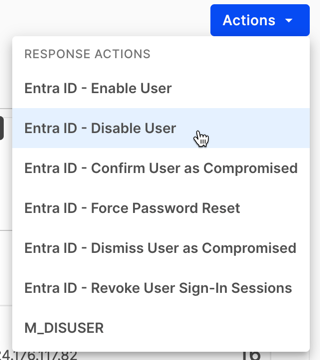 Actions menu example.